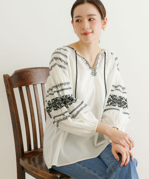 『WEB限定』クロスステッチ刺繍ペザントブラウス