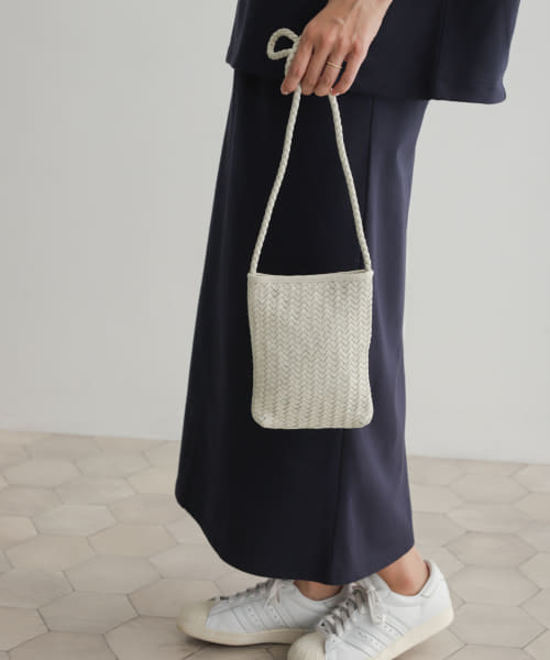 レザーメッシュショルダーバッグ