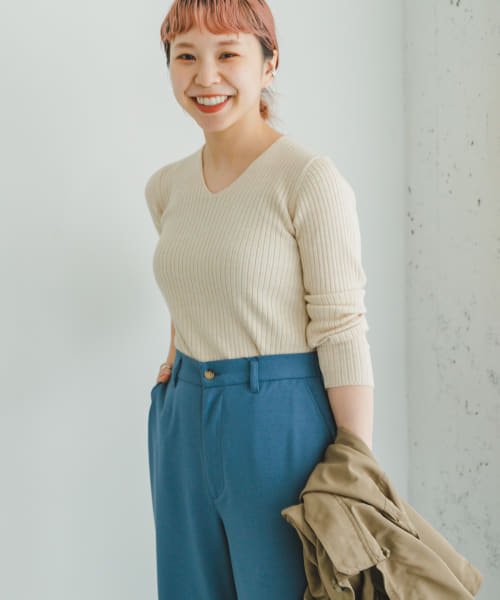 [ITEMS][『洗濯可』モチモチVネックニット]
