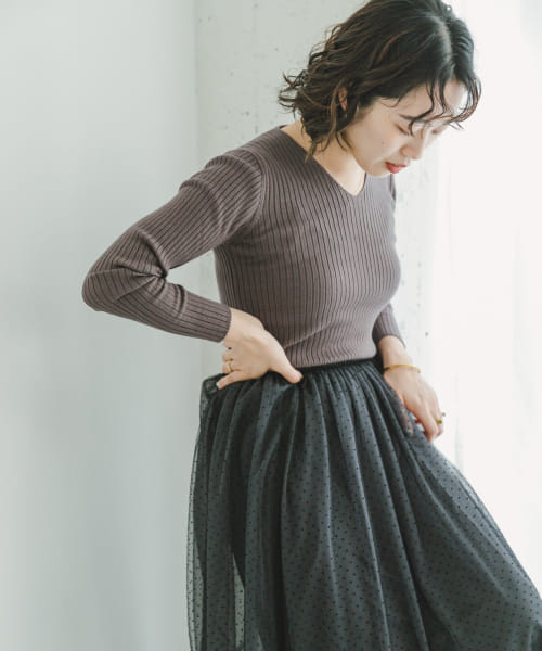 [ITEMS][『洗濯可』モチモチVネックニット]