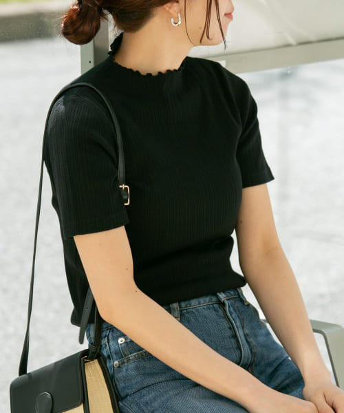 汗ジミ防止UVモックネックTシャツ