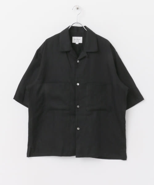 STILL BY HAND　フレンチリネンWポケットオープンカラーシャツ