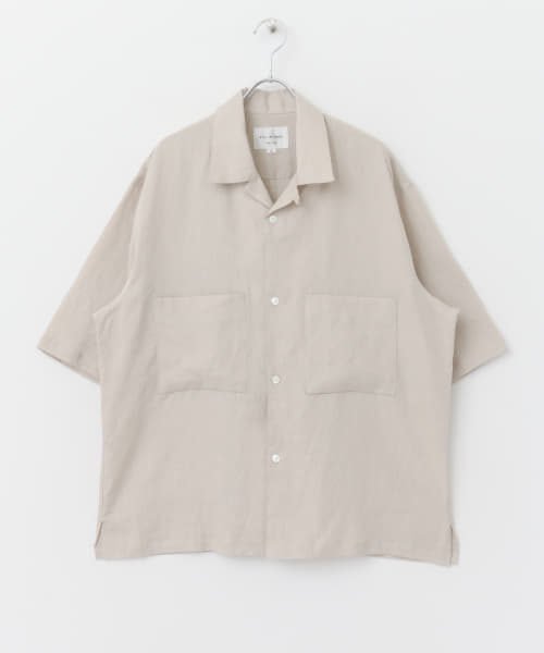 STILL BY HAND　フレンチリネンWポケットオープンカラーシャツ