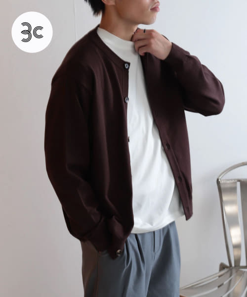 ストレッチクルーネックカーディガン