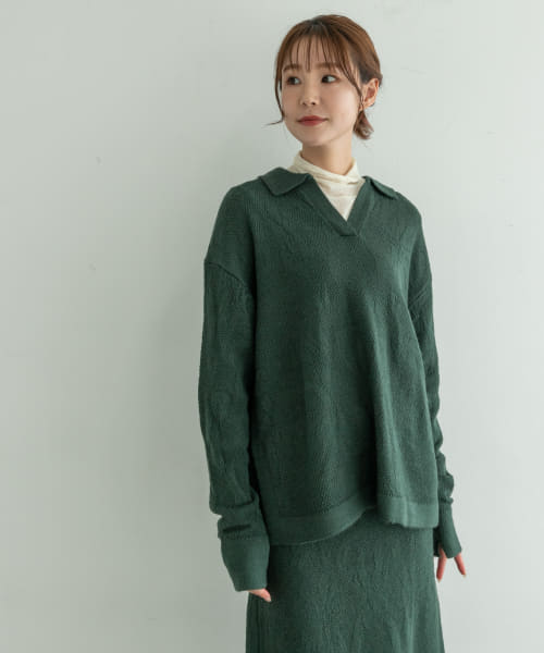 Audrey and John Wad　スキッパーネックロングスリーブプルオーバー