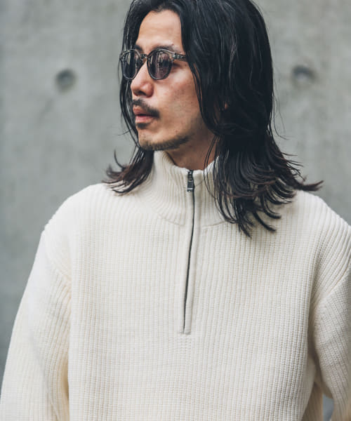 [Sonny Label][『洗濯可』マシンウォッシャブルハーフZIPニットプルオーバー]