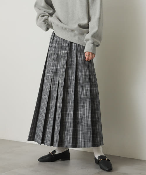 チェックロングプリーツスカート