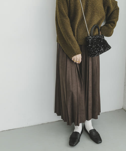 [ITEMS][フェイクスエードプリーツスカート]
