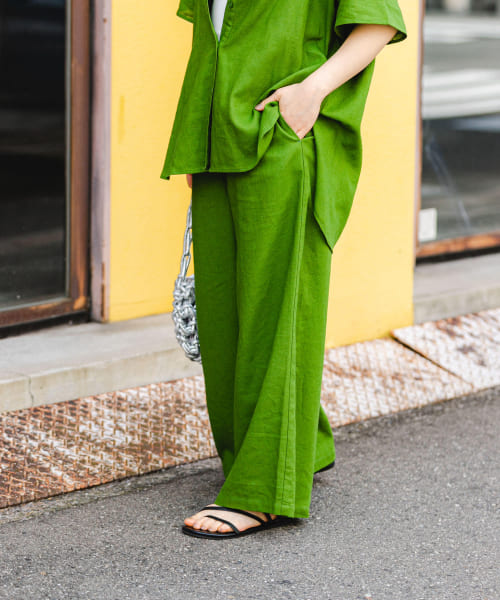 [ITEMS][『セットアップ対応』『Sサイズあり』『洗濯可』リネンレーヨンワイドパンツ]