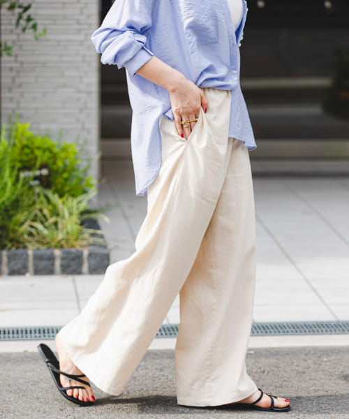 [ITEMS][『セットアップ対応』『Sサイズあり』『洗濯可』リネンレーヨンワイドパンツ]