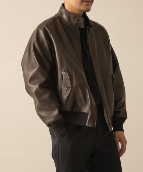 A PRESSE　Leather Harrington Jacket