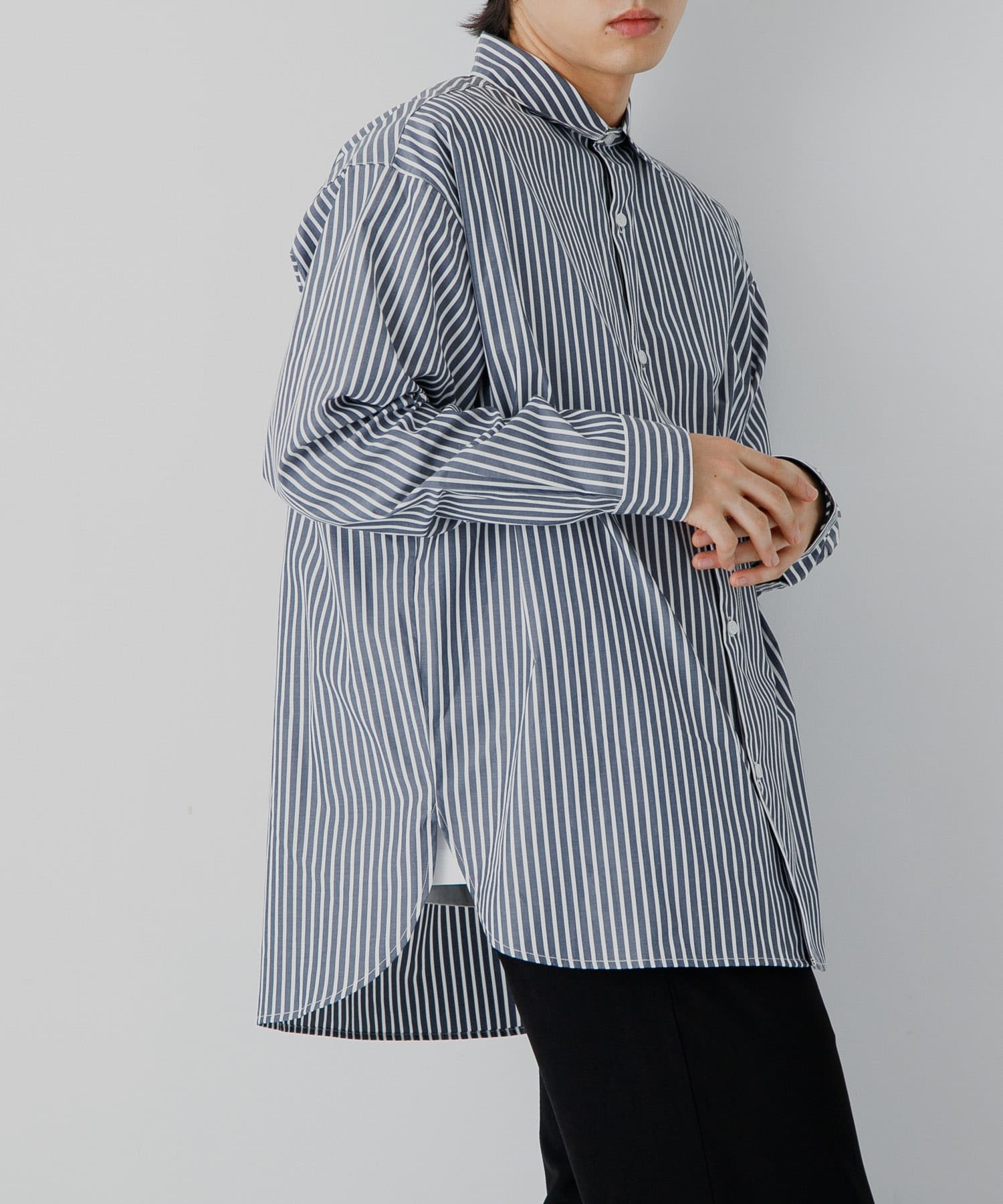 PEOPLESTYLE ストライプシャツオーバーサイズルーズユニセックス 2colors/ユニセックス オーバーサイズ ストライプ シャツ 韓国