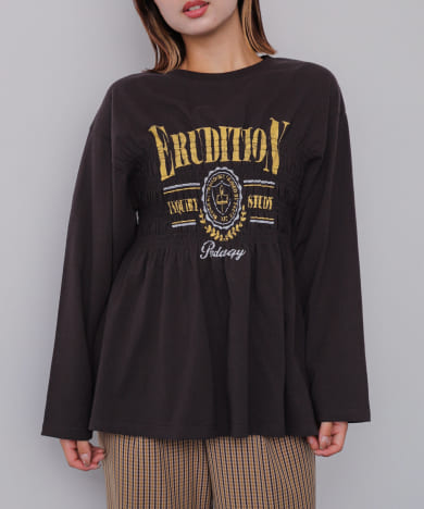 高品質 シャーリンググラフィックロングスリーブTシャツ[AA46-21S023 トップス