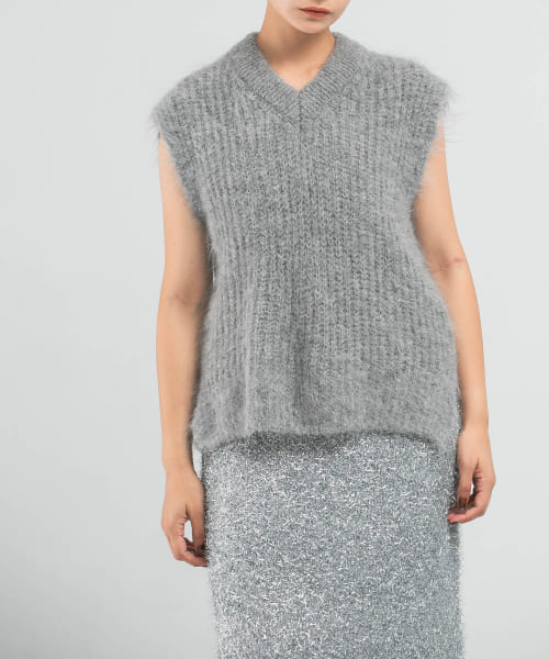 ATON　ALPACA FUR VNECK VEST