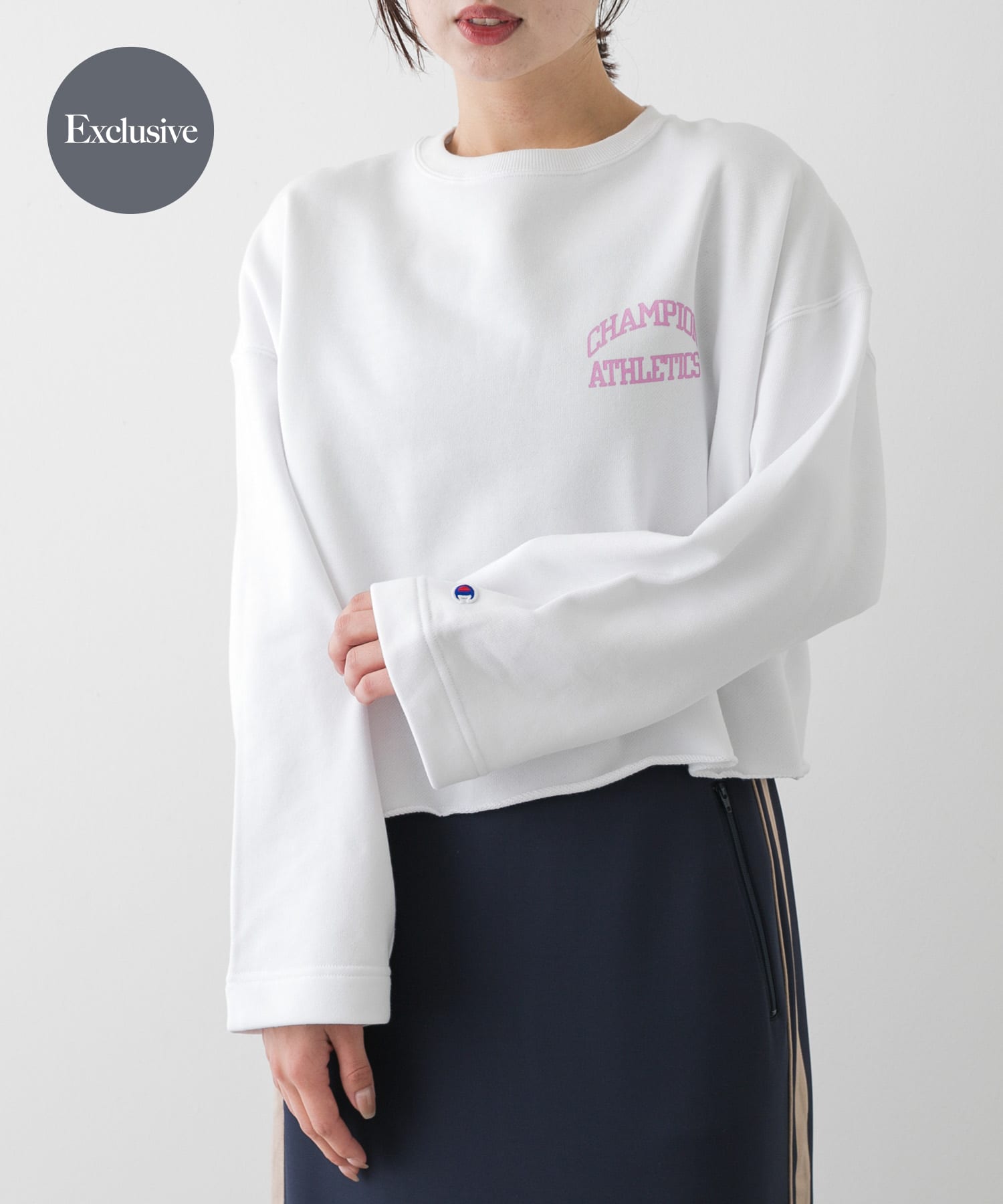 【メーカー再生品】 別注』Champion×SENSE OF PLACE カットオフスウェット[AWA4 トップス