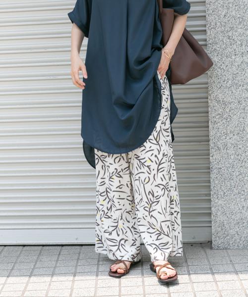 『Sサイズあり』『洗濯可』リネンレーヨンワイドパンツ