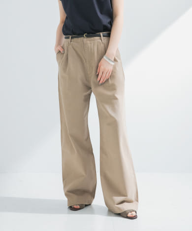 new basic　タックワイドチノパンツ