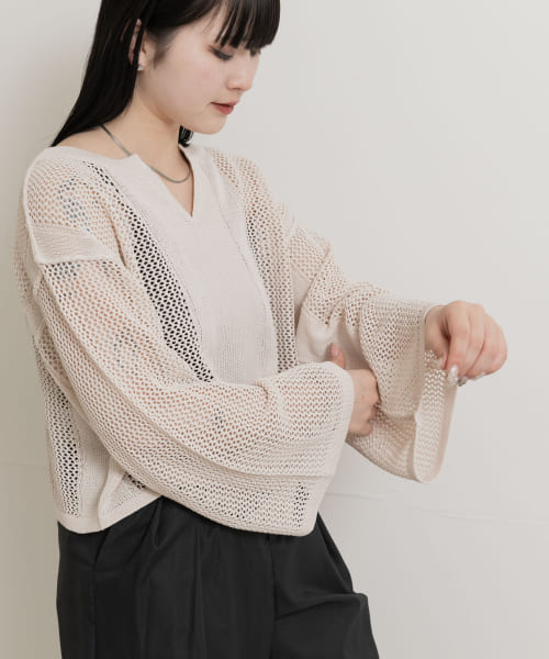SEAGREEN　SEE THROUGH KNIT PULLOVER