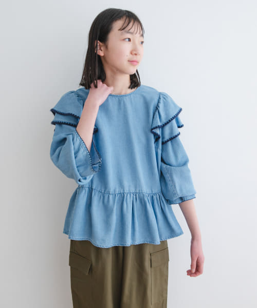 『WEB/一部店舗限定サイズ』テンセルデニムブラウス(KIDS)