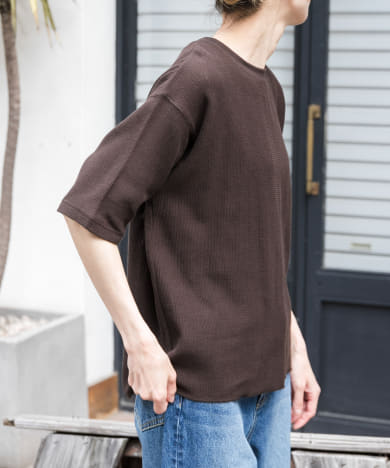 FORK&SPOON　メッシュ5分袖プルオーバー