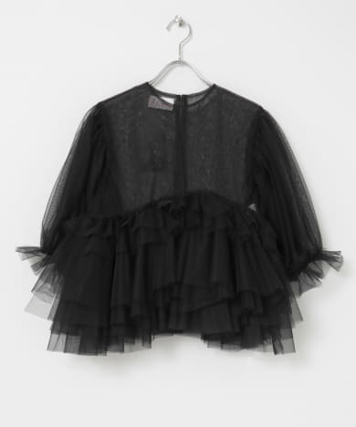 VIVIANO　Tulle Puff Sleeve Top