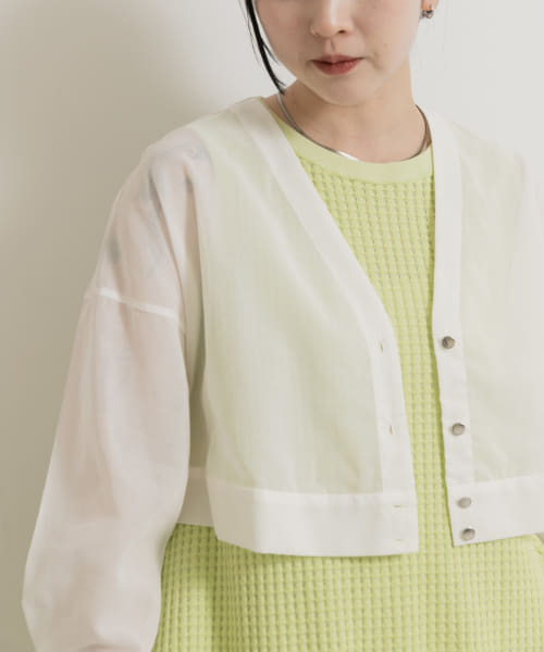 『別注』MIDIUMISOLID×TGM　sheer voile Vneck Cardigan