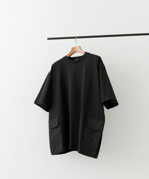 サイドポケットキリカエクルーネックTシャツ