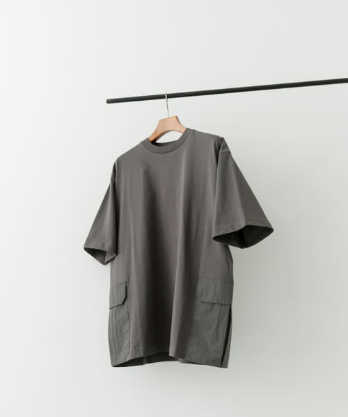 サイドポケットキリカエクルーネックTシャツ