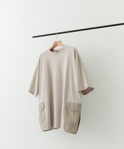 サイドポケットキリカエクルーネックTシャツ