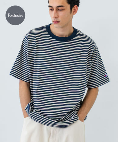新品登場 別注』Champion×UR USA T-shirts[UMA5-C8-B329 BORDER Fit トップス