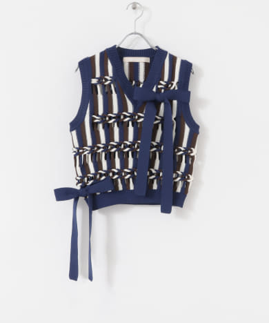 leinwande Braids Stripe Knitted Vest[RWA5-0225010505]｜URBAN
