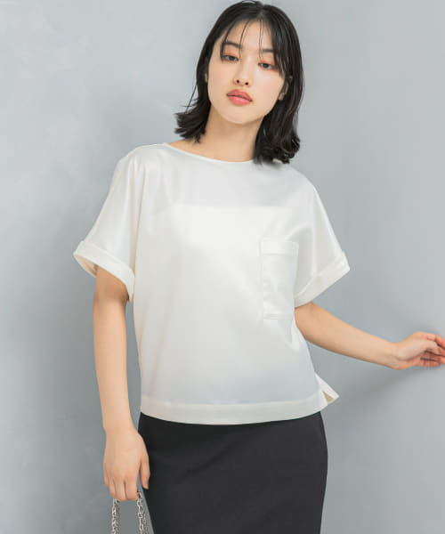 『WEB/一部店舗限定』ウォッシャブルポケットデザインシャツブラウス