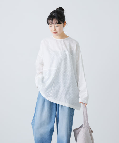 『2WAY仕様』 ジャガードパッチワークブラウス