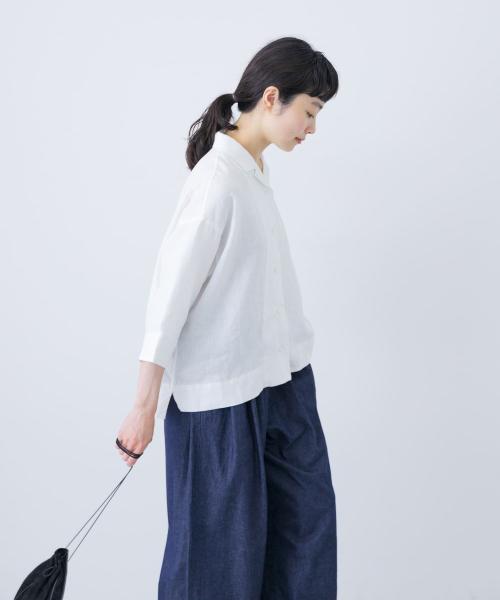 リネンオープンカラーシャツ