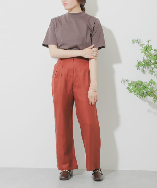 リネンレーヨン ワイドストレートパンツ