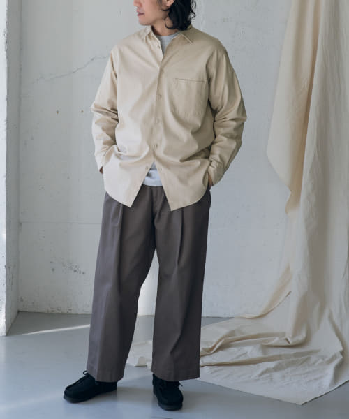 White Label　コットンツイルレギュラーカラーシャツ