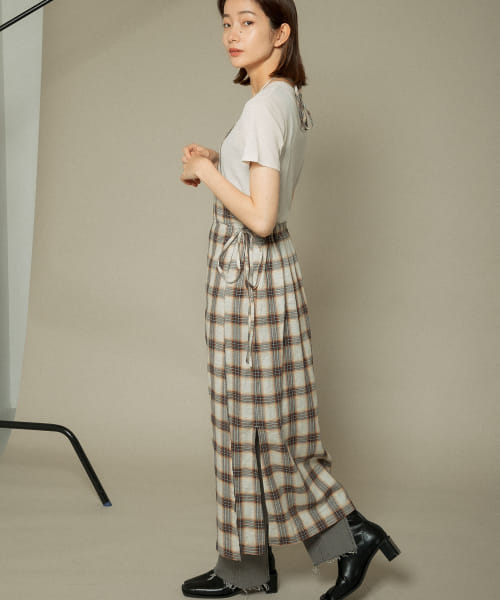 ラップエプロンチェックワンピース