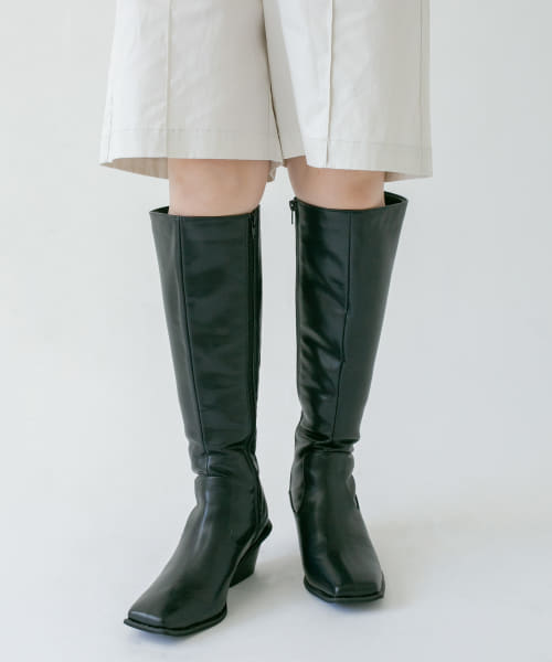 ウエスタンヒールロングブーツ
