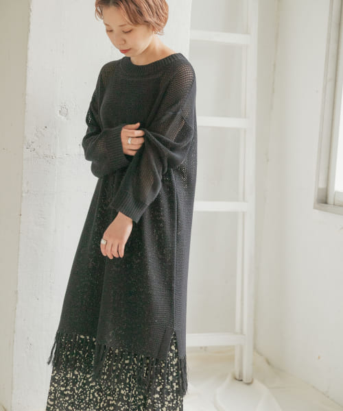 [ITEMS][メッシュフリンジニットワンピース]