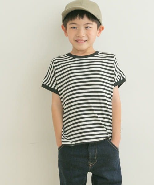 『親子リンク』FORK&SPOON　ボーダーワイドTシャツ(KIDS)
