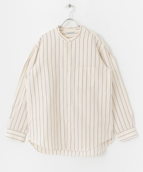 WORK NOT WORK　Stripe Band Collar Shirts