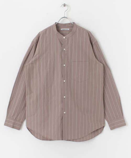 WORK NOT WORK　Stripe Band Collar Shirts