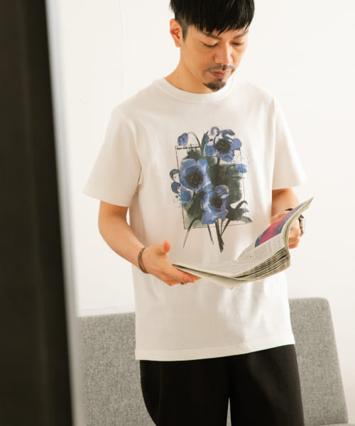水彩フラワープリントTシャツ