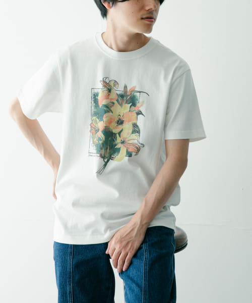 水彩フラワープリントTシャツ