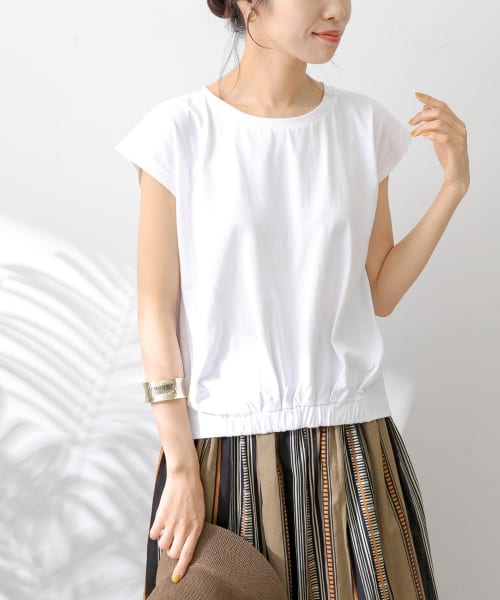 USAコットンウエストデザインフレンチTシャツ