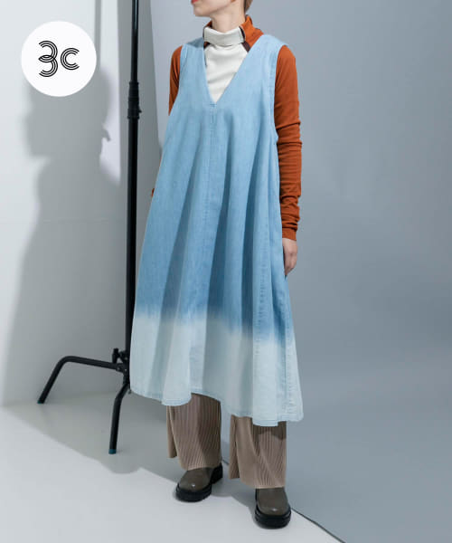 『別注』MIDIUMISOLID×TGM　Bleach denim jumper skirt