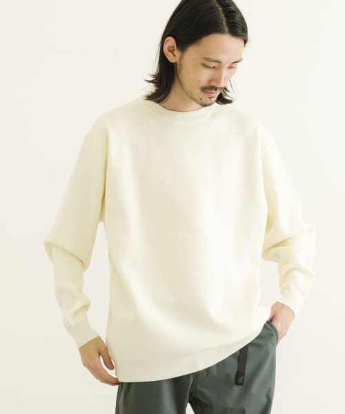 ウール混ミラノリブクルーネックニット