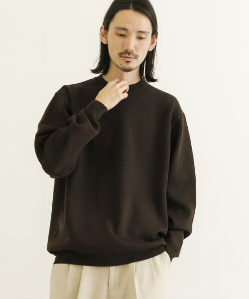 ウール混ミラノリブクルーネックニット