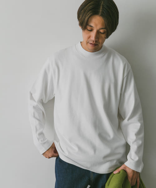 モックネックロングスリーブTシャツ