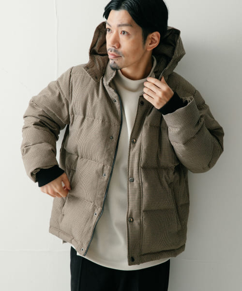 [ITEMS][チェック柄 フード脱着ダウンジャケット]